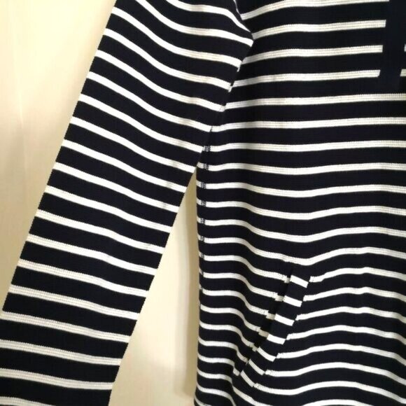 J.Crew Striped Funnel Neck Sweatshirt Navy/White Size S - Picture 3 of 5